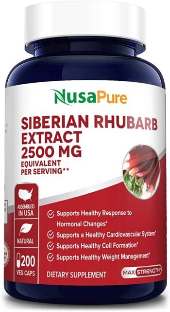 Siberian Rhubarb 2500 mg- 200 cápsulas vegetais (100% vegetariano e sem glúten)
