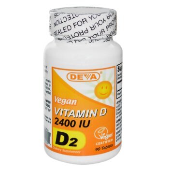 Vitamina D, D2, 100% Vegana, Deva, 2.400 UI, 90 Comprimidos
