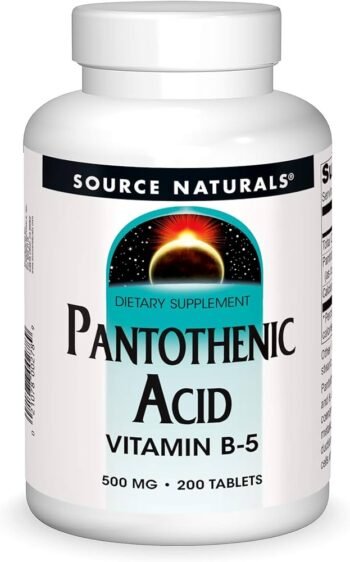Ácido Pantotênico (Vitamina B-5), Source Naturals, 500 mg, 200 comprimidos