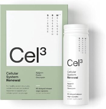 Cel³ Renewal 60 Cápsulas | Suplemento de células-tronco com Fisetina, Apigenina e Oleuropeína | para Função e Renovação Celular Juvenil, Envelhecimento Saudável