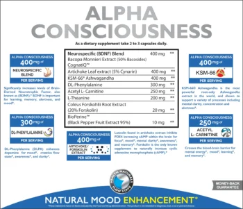 Consciência Alfa, nootrópico premium para a mente, 90 Cápsulas - Imagem 2