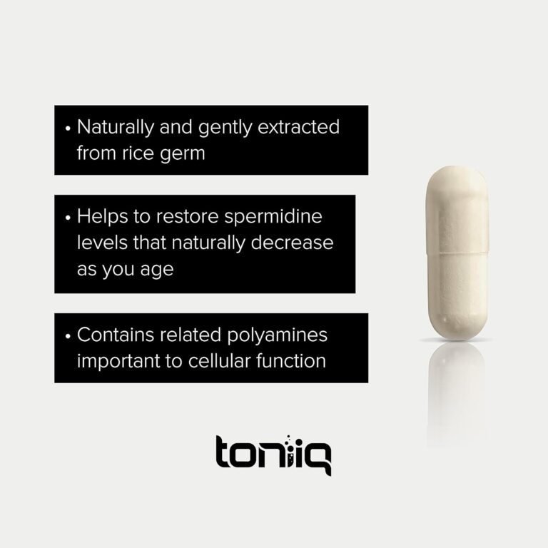Espermidina ultra-concentrada não sintética e padronizada para não ter menos que 1%, 5mg por porção de extrato de gérmen de arroz, Toniiq, 500mg, 120 capsulas - Imagem 5