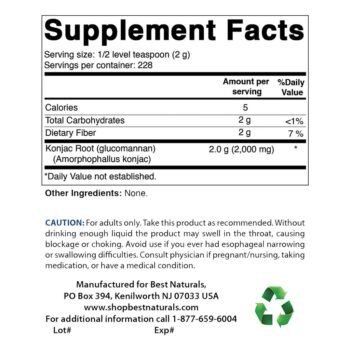 Glucomannan em pó e em capsulas da Raiz de Konjac, Best Naturals, 454 g - Imagem 6
