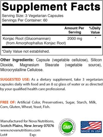 Konjac Root Glucomannan em Capsulas, 2 frascos com 180 cápsulas cada, Total 360 Capsulas - Imagem 4
