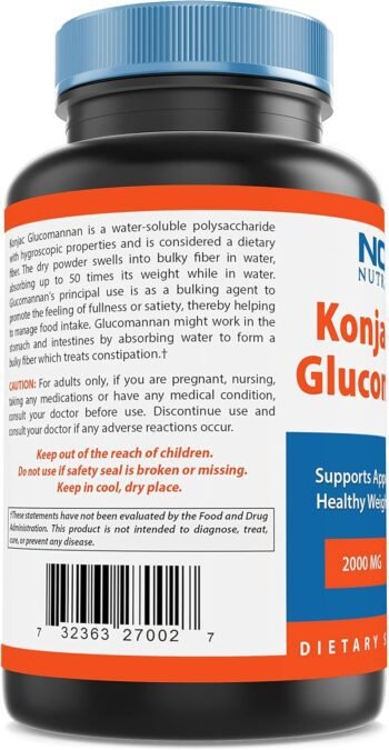 Konjac Root Glucomannan em Capsulas, 2 frascos com 180 cápsulas cada, Total 360 Capsulas - Imagem 2