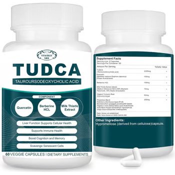 TUDCA, poderoso suplemento para gordura no fígado e desintoxicação e limpeza do fígado, limpeza da vesícula biliar, 60 cápsulas