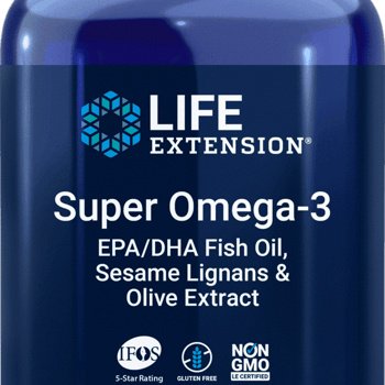 Super Omega - 3 Óleo de peixe EPA / DHA com lignanas de gergelim e extrato de azeitona - 240 Cápsulas gelatinosas