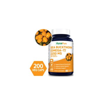 Sea Buckthorn (Omega 7) 2,250mg – 200 cápsulas Vegetais (sem glúten) – Nusa Pure