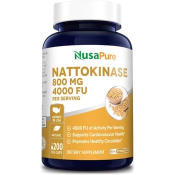 Nattokinase 4000 FU/800 mg – 200 cápsulas vegetais (100% vegetariano, e sem glúten) - Nusa Pure