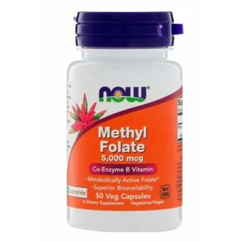 Metil Folato - 5,000 mcg - 50 Cápsulas Vegetais - Now foods