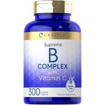 Complexo B com vitamina C - Apoio ao bem-estar, suplemento vegetariano, sem OGM e sem glúten - Carlyle - 300 cápsulas