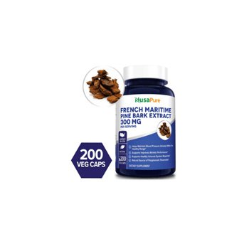 French Maritime Pine Bark 300 mg - 200 cápsulas vegetais (100% vegetariano, e sem glúten) - Nusa Pure