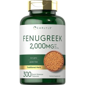 Extrato de feno-grego - Apoio na amamentação, sem OGM e sem glúten - Carlyle, 2000 mg - 300 cápsulas