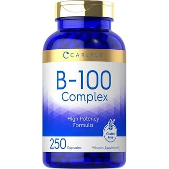 Complexo B-100 - Vitamina completa com tiamina, B-6, B-12 - Carlyle - 250 cápsulas