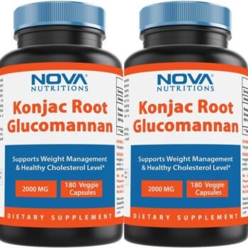 Konjac Root Glucomannan em Capsulas, 2 frascos com 180 cápsulas cada, Total 360 Capsulas