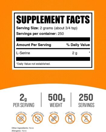 L-Serina em pó - Suplemento de serina, suplemento de aminoácidos para suporte imunológico, BulkSupplements - Imagem 4