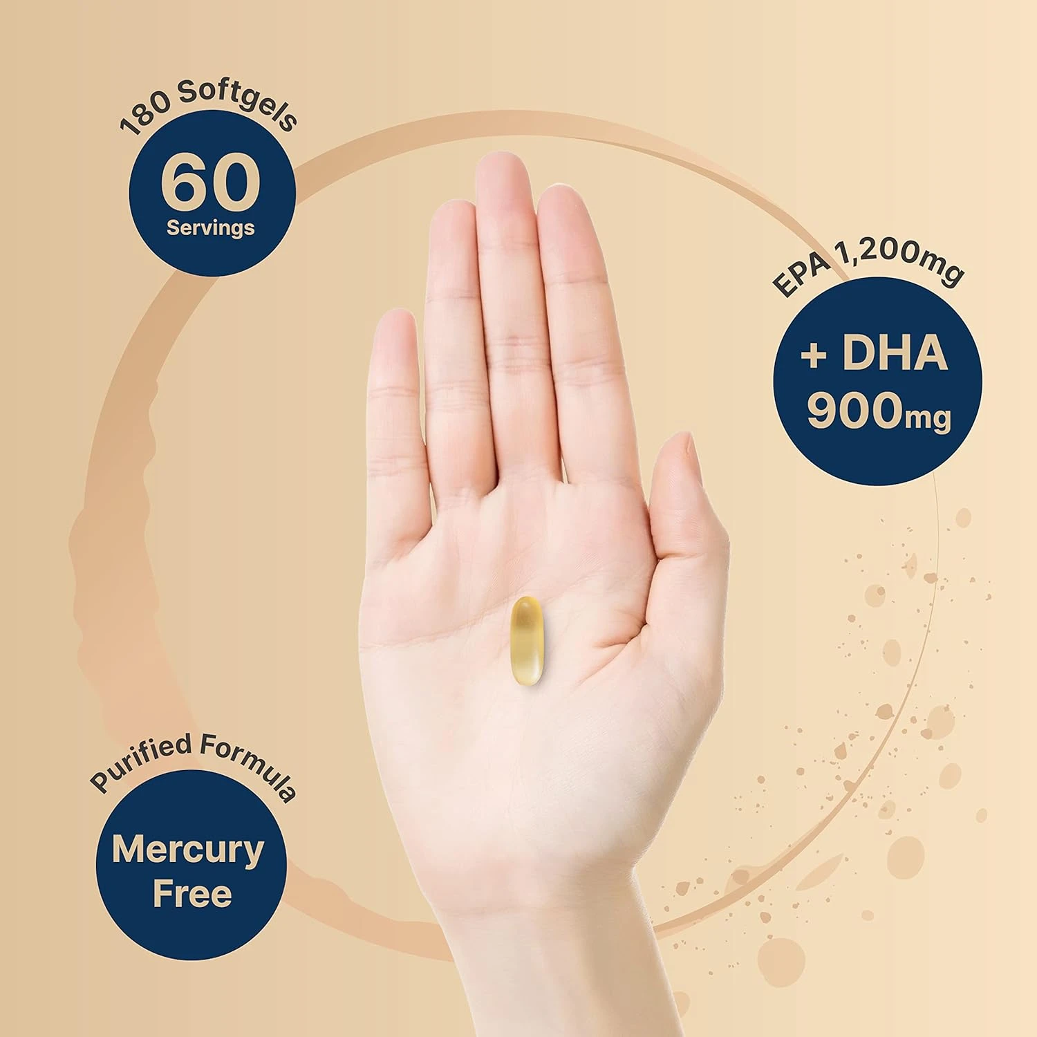 Omega 3, Óleo de peixe 4.200 mg, EPA altamente purificado 1.200 mg e DHA 900 mg, Naturebell, 180 capsulas - Imagem 3