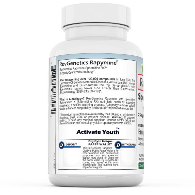 Spermidine 25 mg por Cápsula, apoia a autofagia celular, RevGenetics, 120 Cápsulas - Imagem 2