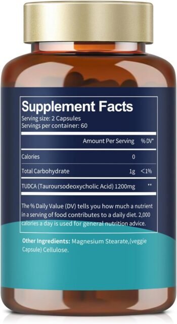 TUDCA 600mg por cápsula, 120 Cápsulas, Ácido Tauroursodesoxicólico, Tudca Puro para Reparo de Fígado e Vesícula Biliar, Saúde Intestinal - Imagem 5