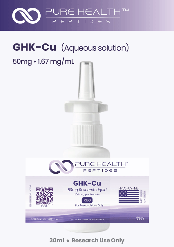 GHK-Cu Pure Health Peptides 30ml - Peptídeo de Cobre Sintético para Pesquisa Avançada
