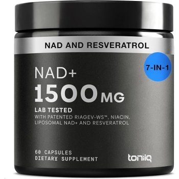Suplemento NAD+ de ultra-alta resistência de 1500 mg - Ingredientes clinicamente comprovados e testados por terceiros com RiaGev-WS™ patenteado, resveratrol e niacina - 60 cápsulas